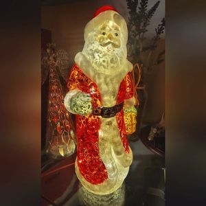 Glass Santa Light Up Figurine